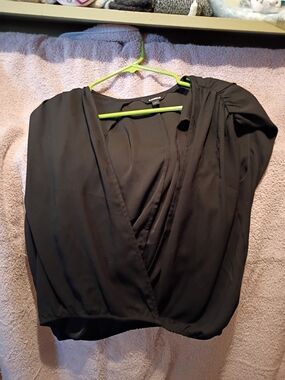 Express Black Wrap-Style Blouse